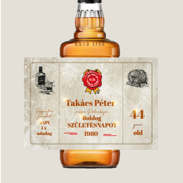 Egyedi üvegcímke Jim Beam üvegre